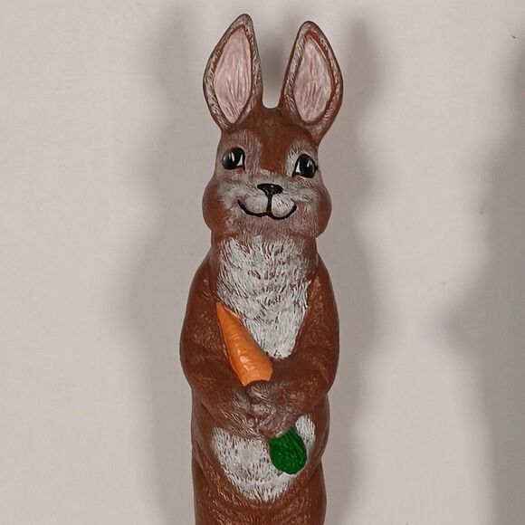 Lot of 3 Ceramic Easter Bunny Pencil Figures Hand Painted Rabbit & Egg - Picture 11 of 14